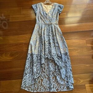 Moulinette Soeurs High Low Lace Dress in Soft Blue